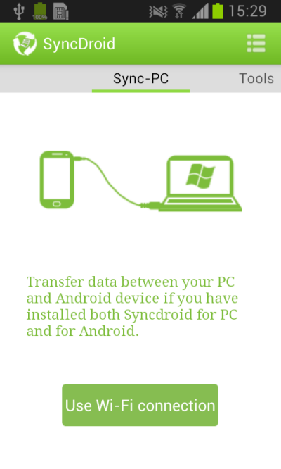 sync phont to pc via wifi