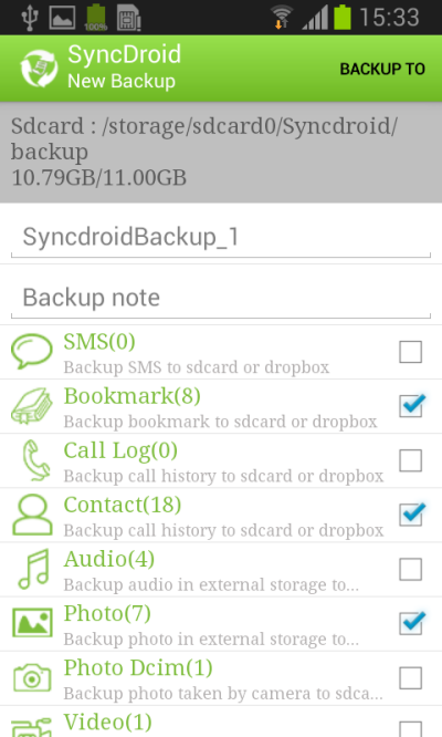 New android backup