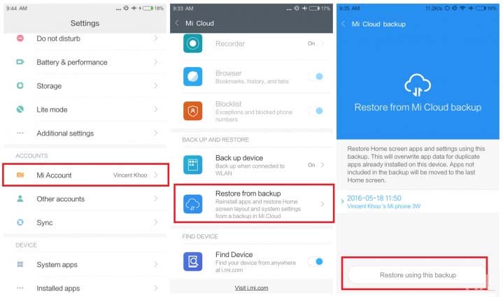 Restore Xiaomi Mi 8 with Mi Cloud