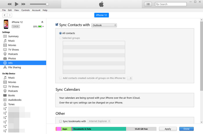 sync outlook contacts to iphone 12