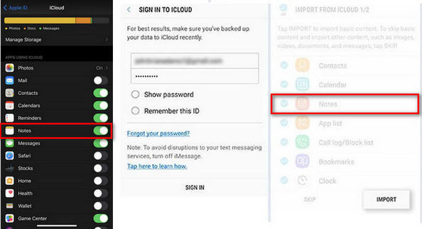 samsung notes to iphone