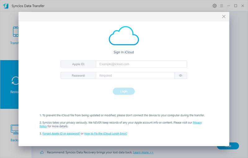 log in iCloud