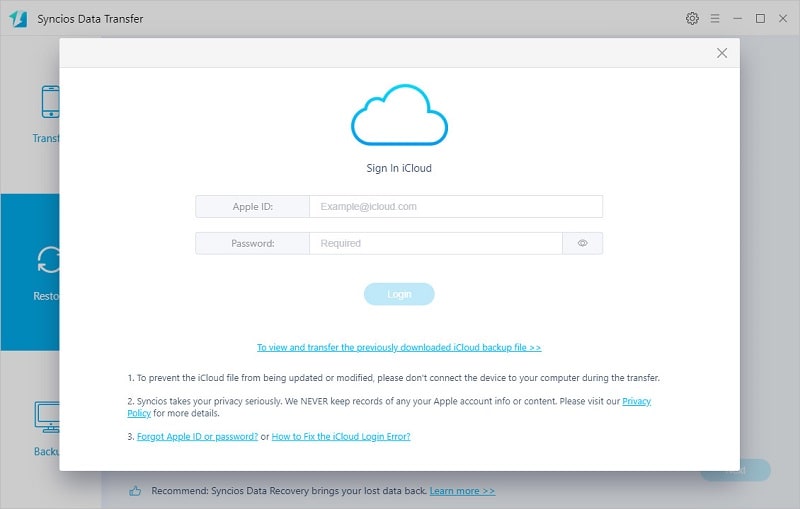 log in with iCloud