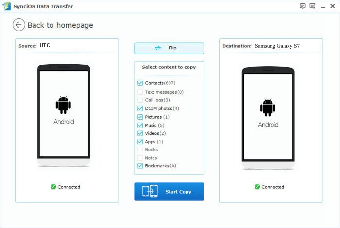  transfer HTC contacts and app to Samsung  