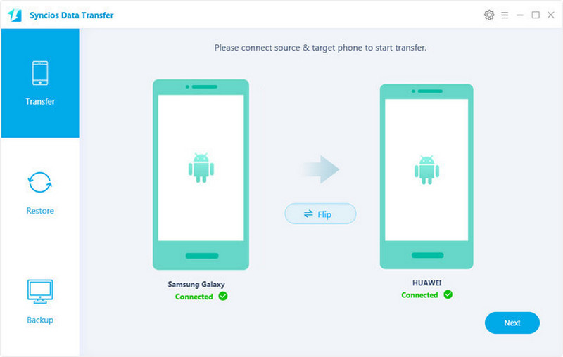 Syncios Samsung phone to Huawei phone Transfer