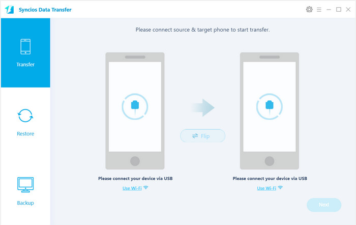 Syncios Data transfer Window