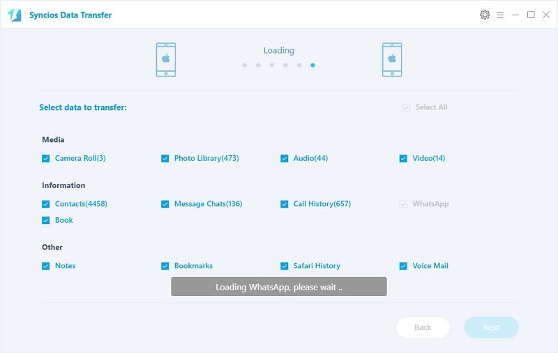 select data to transfer to iPhone XS