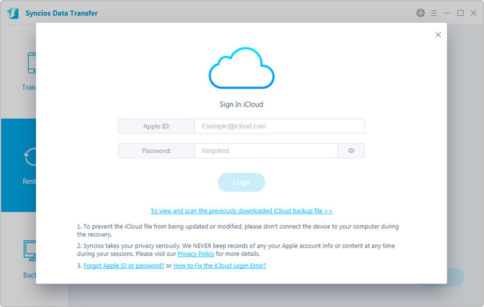 download backup from iCloud
