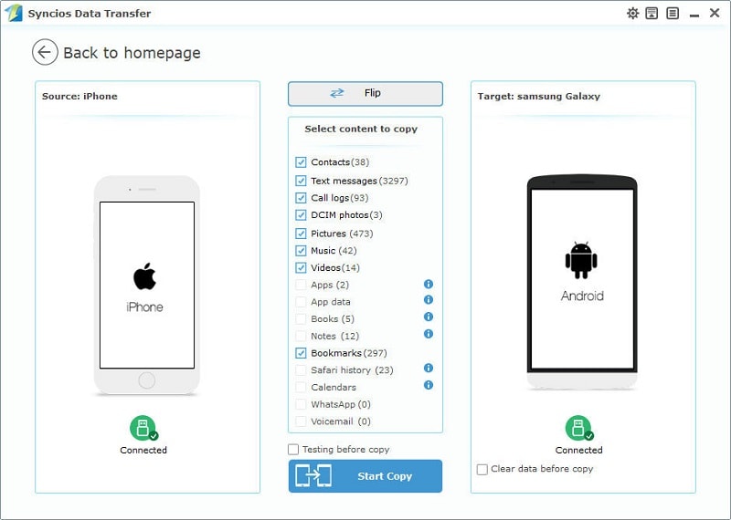 sync iPhone data to Samsung Galaxy Note 9