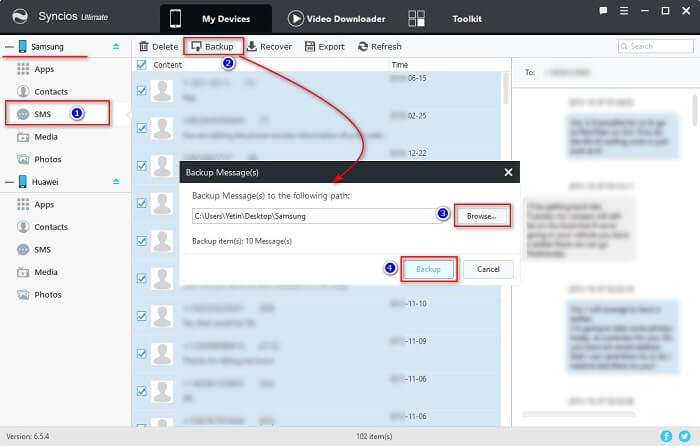 backup messages to pc