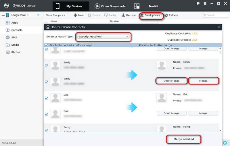 De-duplicate Google Pixel 3/3 XL Contacts