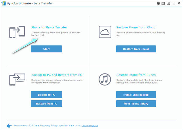 Syncios Ultimate transfer iphone data to Huawei Honor 20 