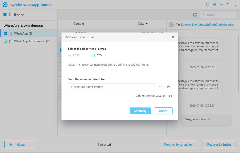 print out whatsapp data into paper